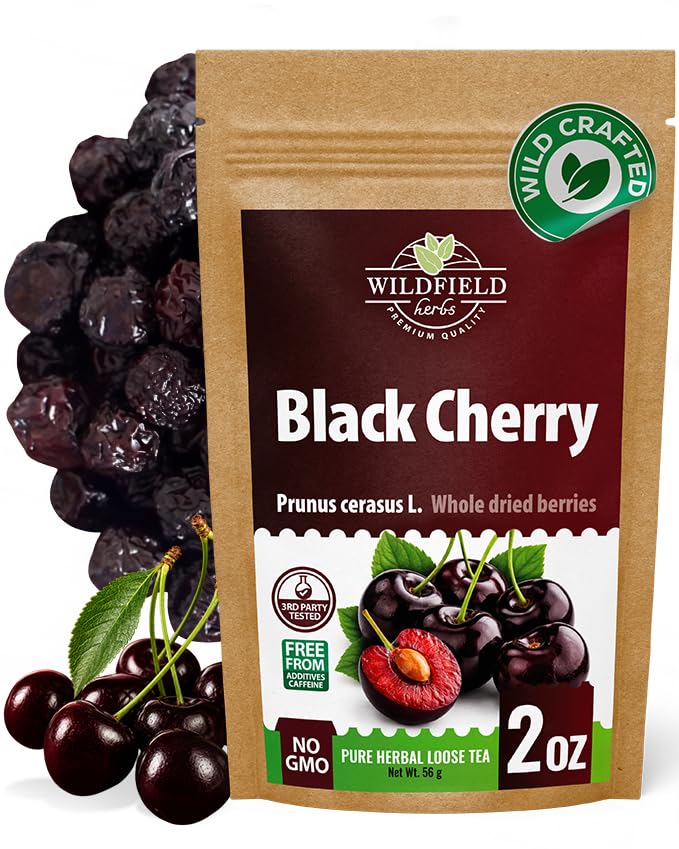 Image of 2 oz. Black Cherry Fruit Herbal Tea (Prunus Serotina) - 56g Dried Cherry Fruit Herb Te De Cereza Negra