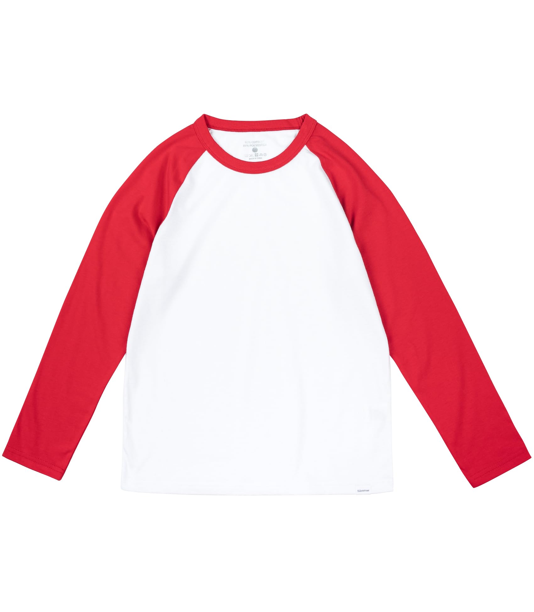 Silenroar - playera de manga larga para niños, mezcla de algodón, cuello redondo, playera de béisbol raglán