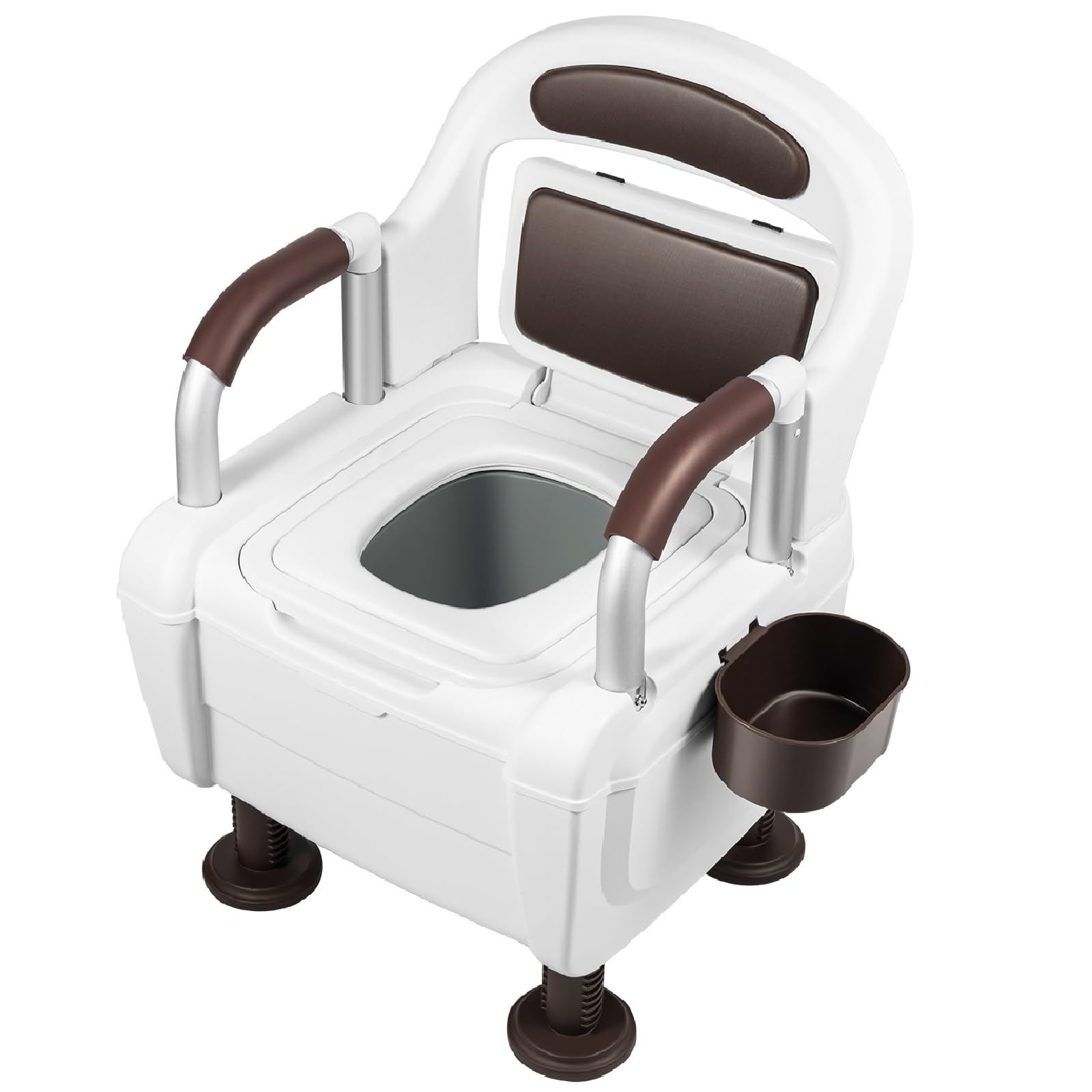 Bedside Commode Upgraded Safety Commode Toilet with Removable Arms Height Adjustable Adult Potty Chair for Seniors and Disabled Portable Mobile Toilet for Home, Supports 330lbs