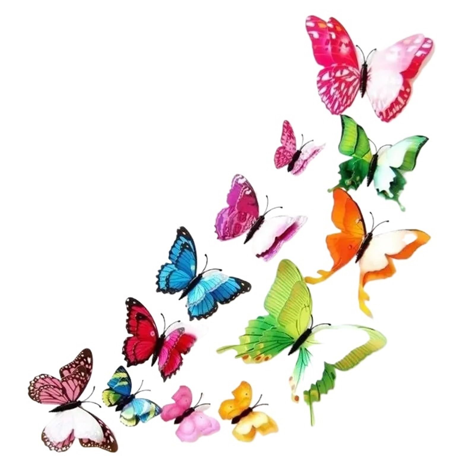 3D Butterfly Wall Decoration 12Pcs 3D Double Layer Butterflies DIY Wall Stickers Home Room Decor Birthday Party Wedding Decoration Decals(12pcs-08)