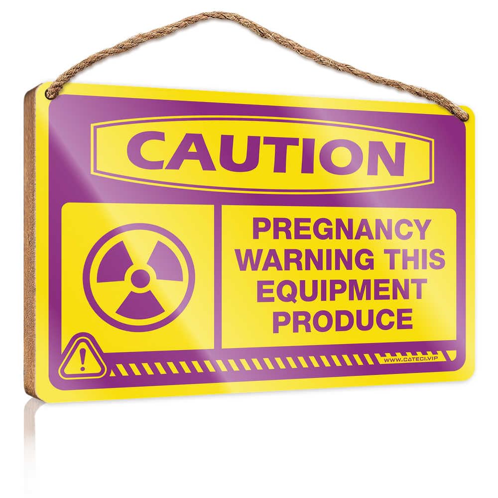 Wall Hanging Signs Caution Pregnancy Warning This Equipment Produce Wooden Sign Bathroom Wall Decor Kitchen Wall Art(20X30CM)