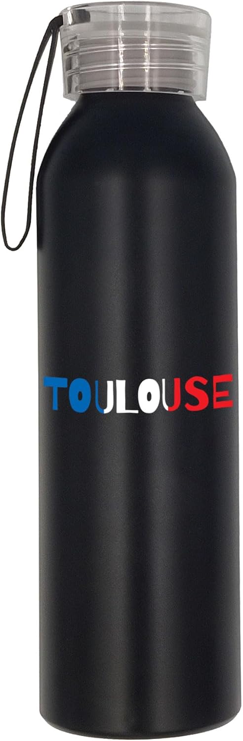 Bottiglia d’acqua souvenir da viaggio con bandiera di Tolosa, bottiglia termica souvenir da viaggio con bandiera della Francia, bottiglia in acciaio inox