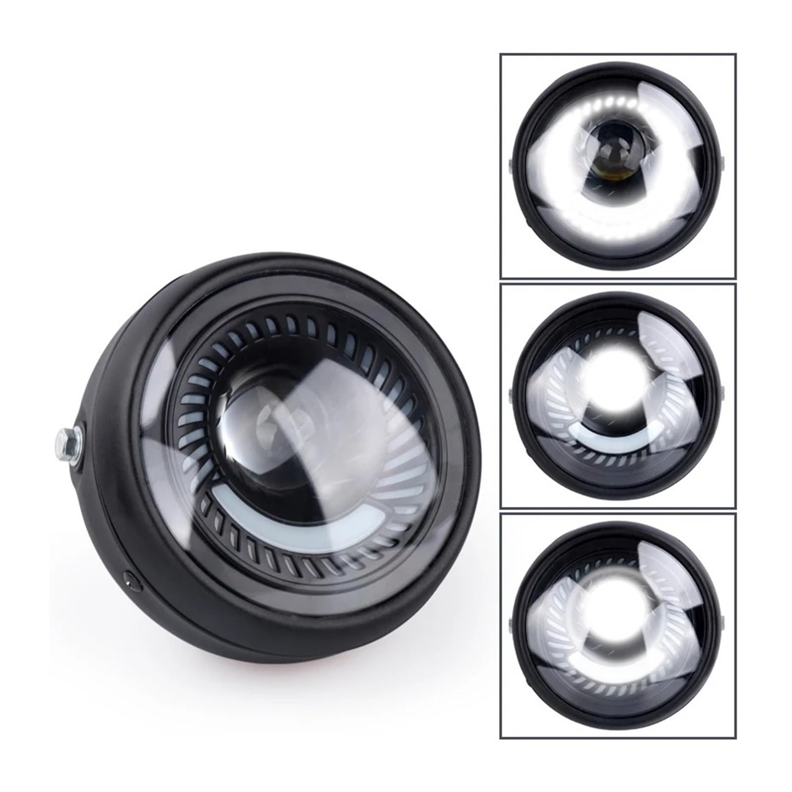 Faro Principale Per Moto Da 6,5 ​​pollici Retro Rotondo 12v 26w 6500k Con Kit Staffa Parti Modificate Fanale Anteriore Moto