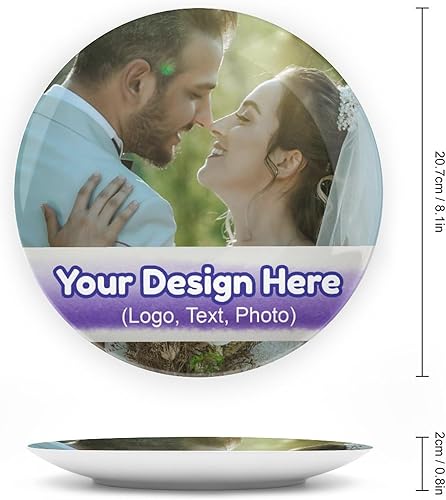 Miniatura 2 de Plato decorativo personalizado para fototexto con soportes, platos llanos de porcelana personalizados con imagen, foto personalizada en plato, crea