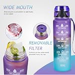 Polygon 32oz Motivational Water Bottle with Time Marker & Removable Strainer to Remind You Drink More Water, Fast Flow, Leakproof BPA Free Sport Water Bottle for Fitness and Outdoor