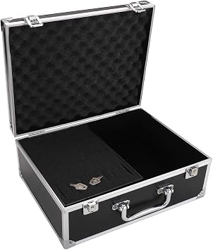 Tattoo Kit Box,Tattoo Case Organizer 12.6" x 9.5" x 5.1" W/Lock Machine Carrying Case,Aluminum Alloy with Sponge for Tatto Machine Box black