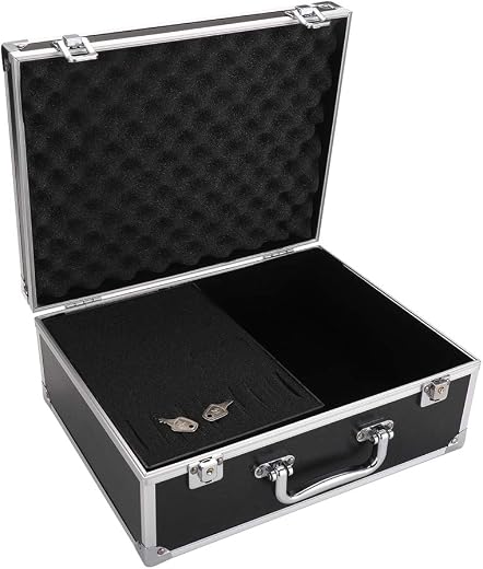 Tattoo Kit Box,Tattoo Case Organizer 12.6" x 9.5" x 5.1" W/Lock Machine Carrying Case,Aluminum Alloy with Sponge for Tatto...