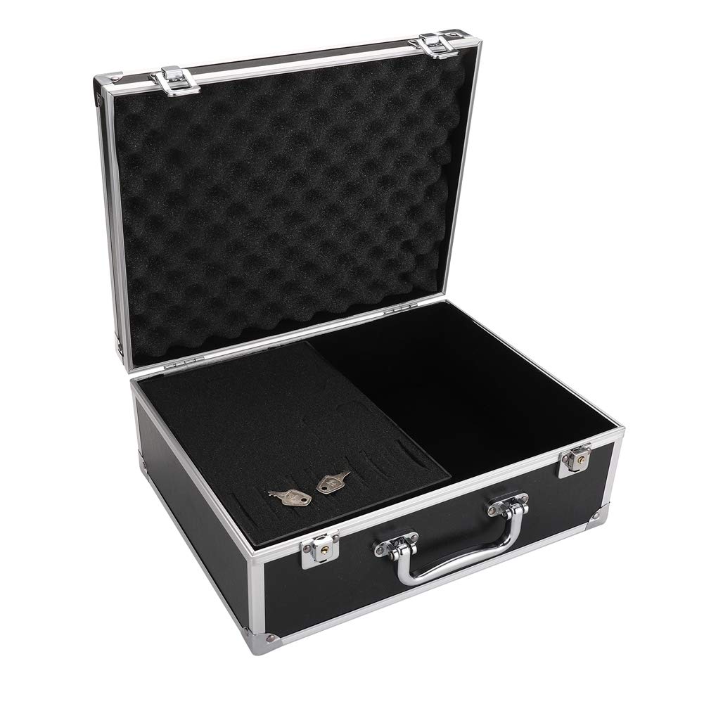 Tattoo Kit Box,Tattoo Case Organizer 12.6" x 9.5" x 5.1" W/Lock Machine Carrying Case,Aluminum Alloy with Sponge for Tatto...