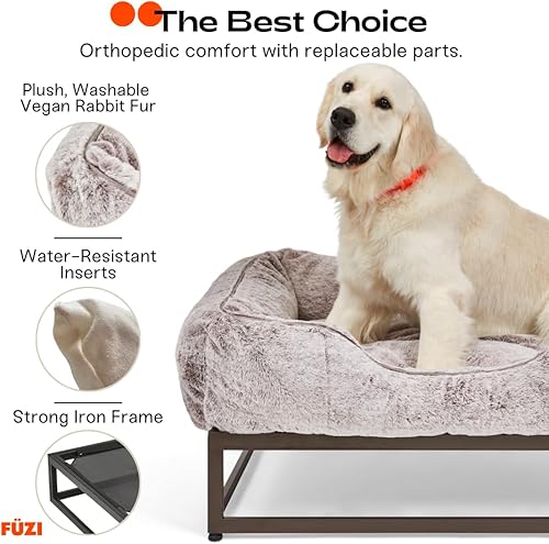 Miniatura 5 de FUZI Cama elevada para perro pequeña, camas elevadas de lujo para perros, funda de cama extraíble y lavable a máquina, cama ortopédica para
