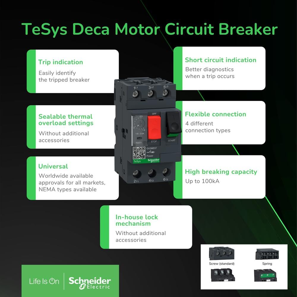 Schneider Electric - TeSys GV2ME - disj. moteur - 1..1,6A - 3P 3d - déclencheur magnéto-thermique - GV2ME06