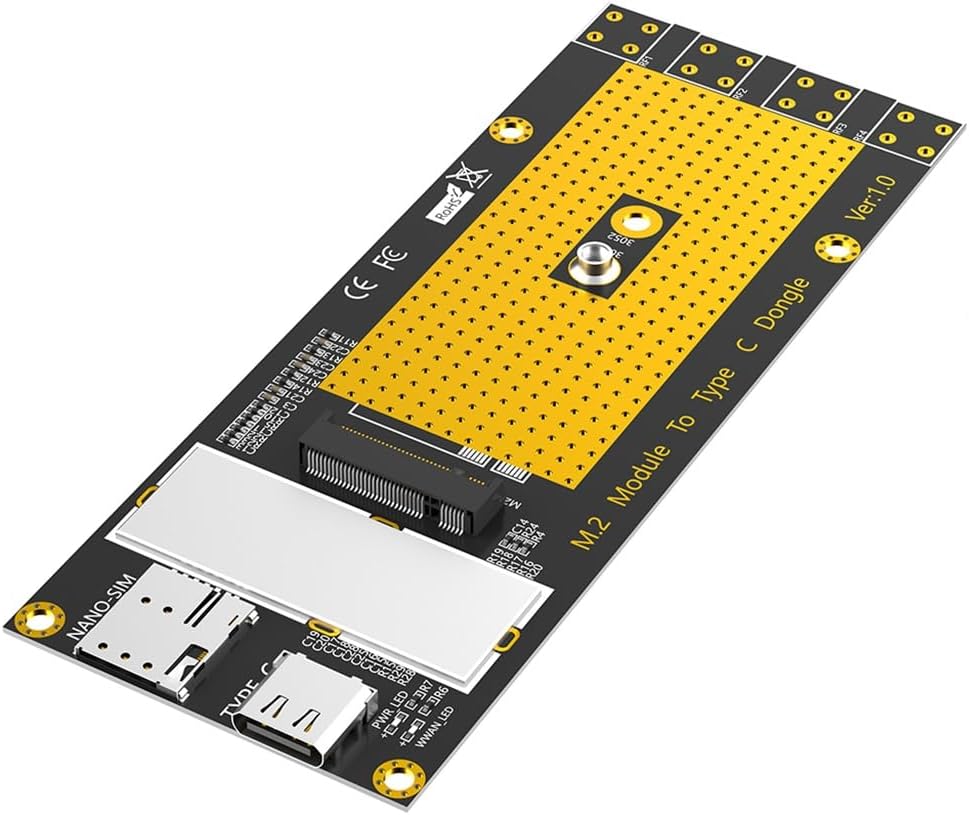 JMT M.2 B Key 3G/4G/5G Module to USB-C USB 3.0 Adapter with Nano SIM Card Slot Compatible with RM500Q RM500U GM800 SIM8200 Module (Adapter Only)