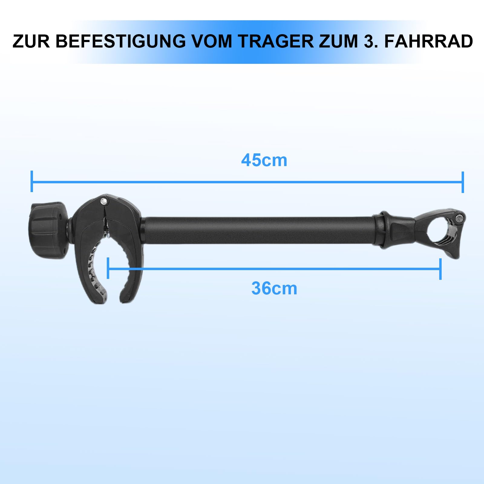 Supporto per telaio corto 45 cm di lunghezza, supporto per bicicletta, portabiciclette, morsetto per camper, con serratura, per tubo a U