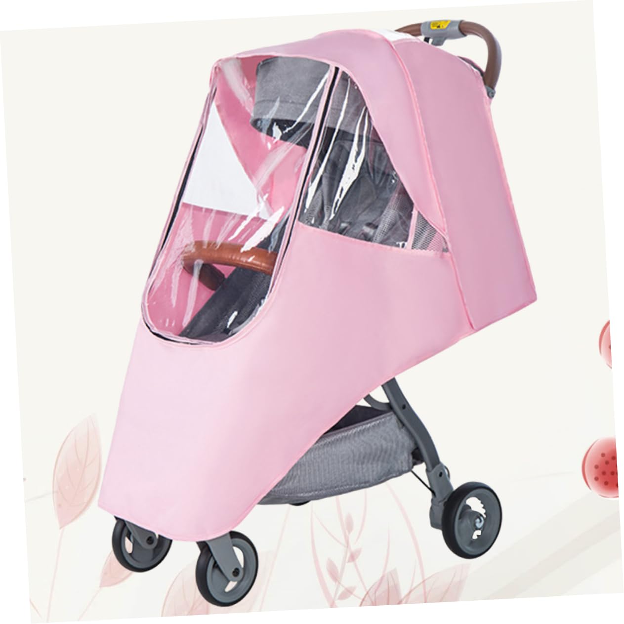 CIMAXIC Windproof Stroller Cover Rainproof for Outdoor Pink Stroller Rain Cover