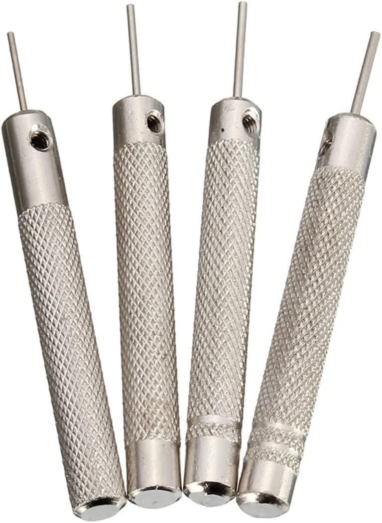 ODETOJOY 4pcs Stainless Steel Watch Band Pin Punches with Needles Individual Sizes Strap Replacement Link Pin Remover Tool Kit 0.7/0.8/0.9/1.0mm