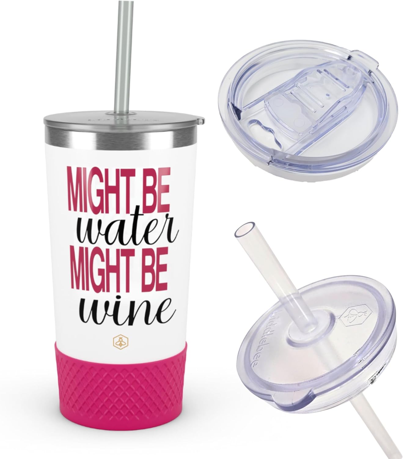 Biddlebee 20oz Funny Insulated Tumbler with Straw and Slider Lids | Stainless Steel Coffee Cup and Water Bottle with Silicone Boot | Sarcastic Gift for Women, Mom, or Best Friend | Funny Travel Mug