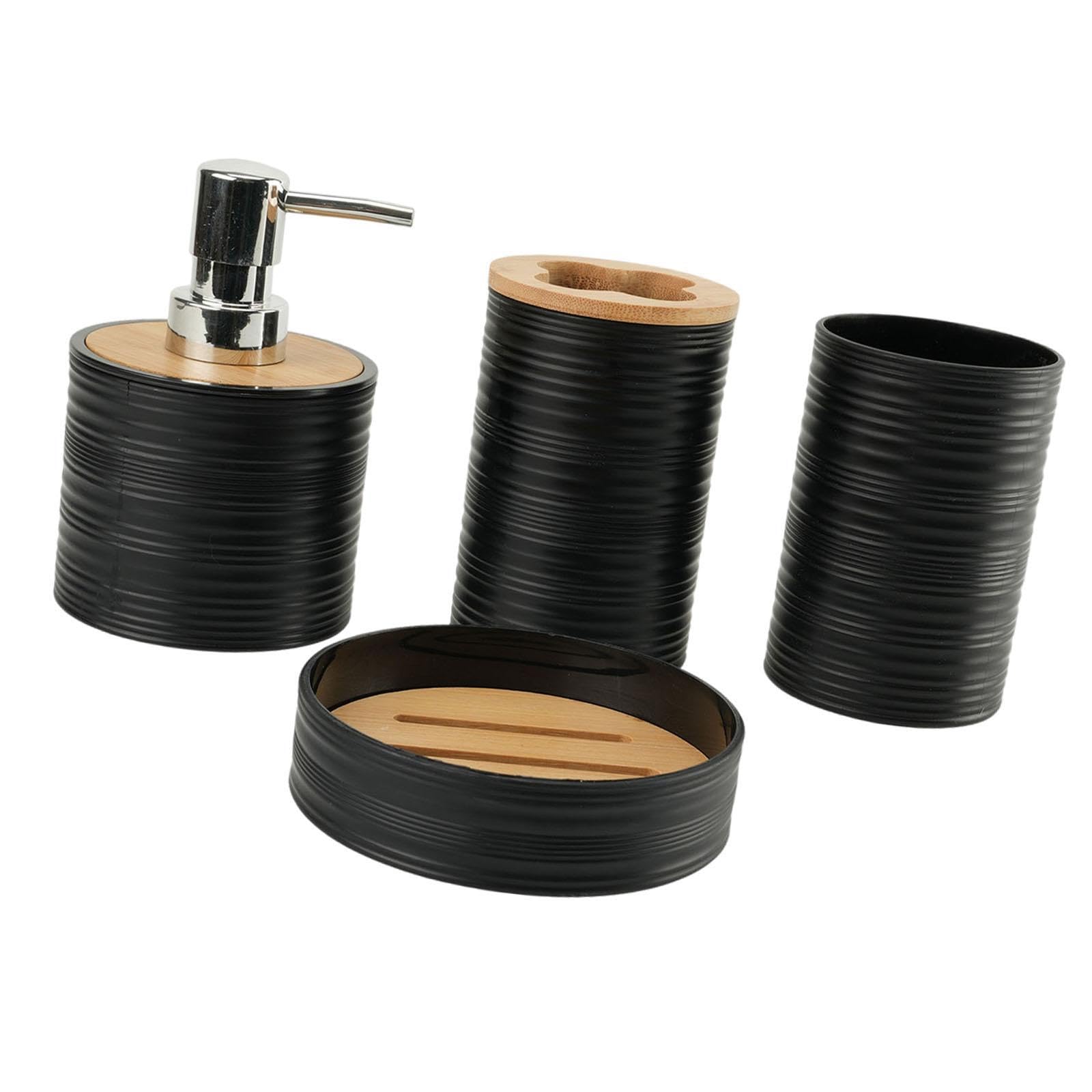 Yixannx Black Elegant Bath Accessory Set Soap Box Lotion Dispenser Toothbrush Holder Home Modern Bathroom Vanity Countertop Bathroom Decor Decor Soap Dispenser,
