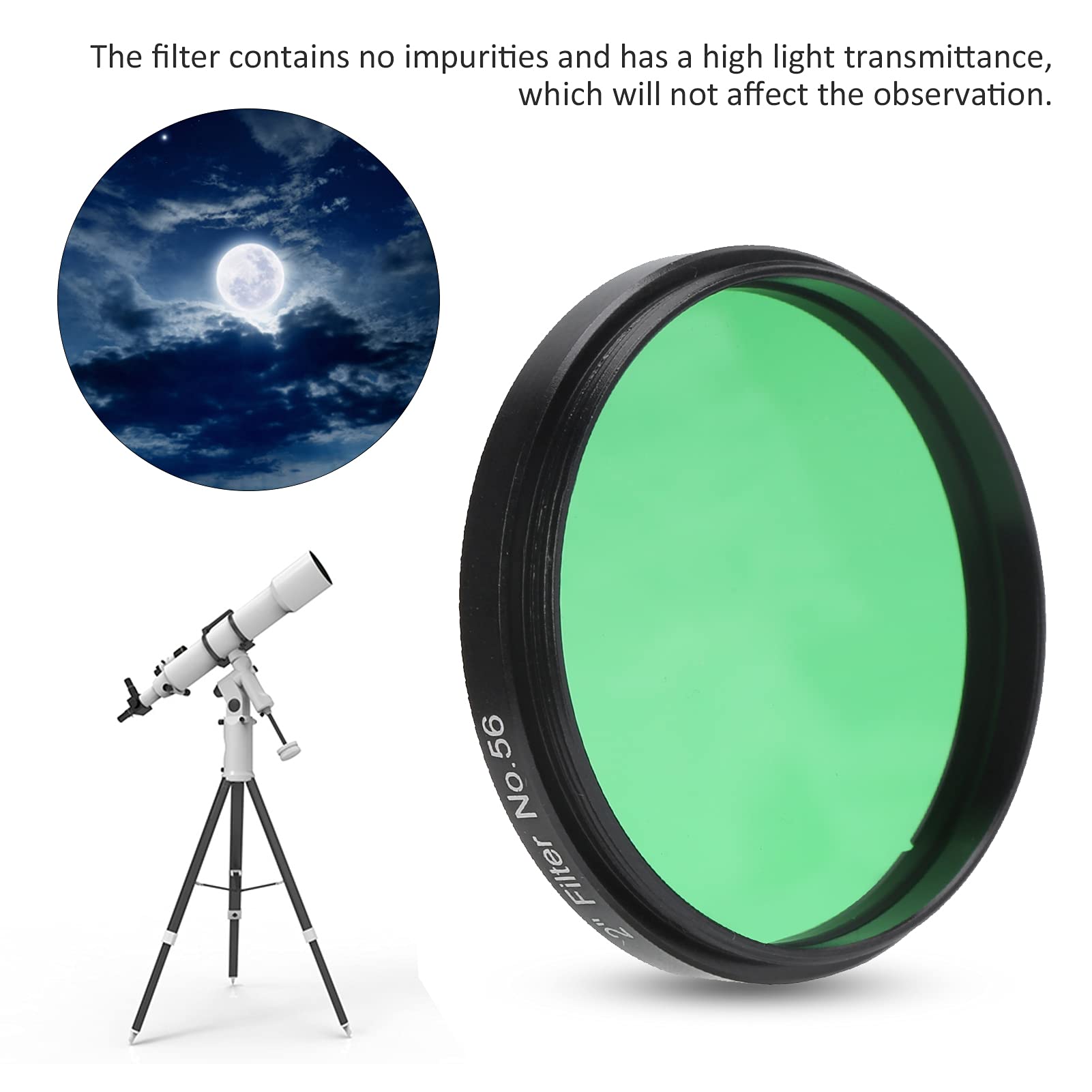 Filtre De Télescope Astronomique 2 Pouces (50.8mm) Eujgoov - Alliage Aluminium, Haute Transmission, Réduction Pollution Lumineuse