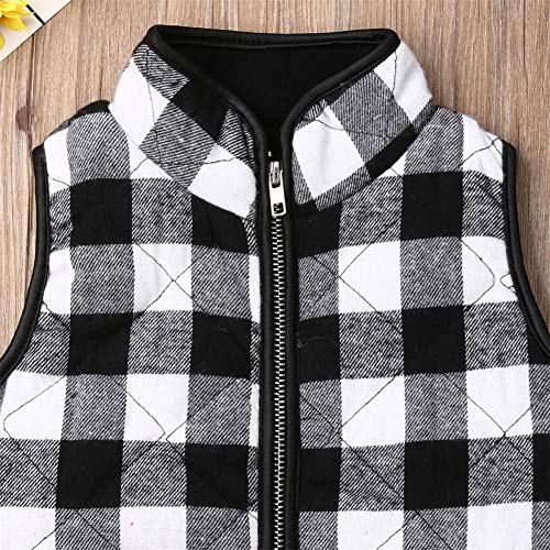 Rtnnsbbfcm Toddler Baby Girl Plaid Zipper Jacket Kids Sleevless Fall Winter Warm Waistcoat Vest Pocket Coat Tops (Black, 2-3T) #TOP4