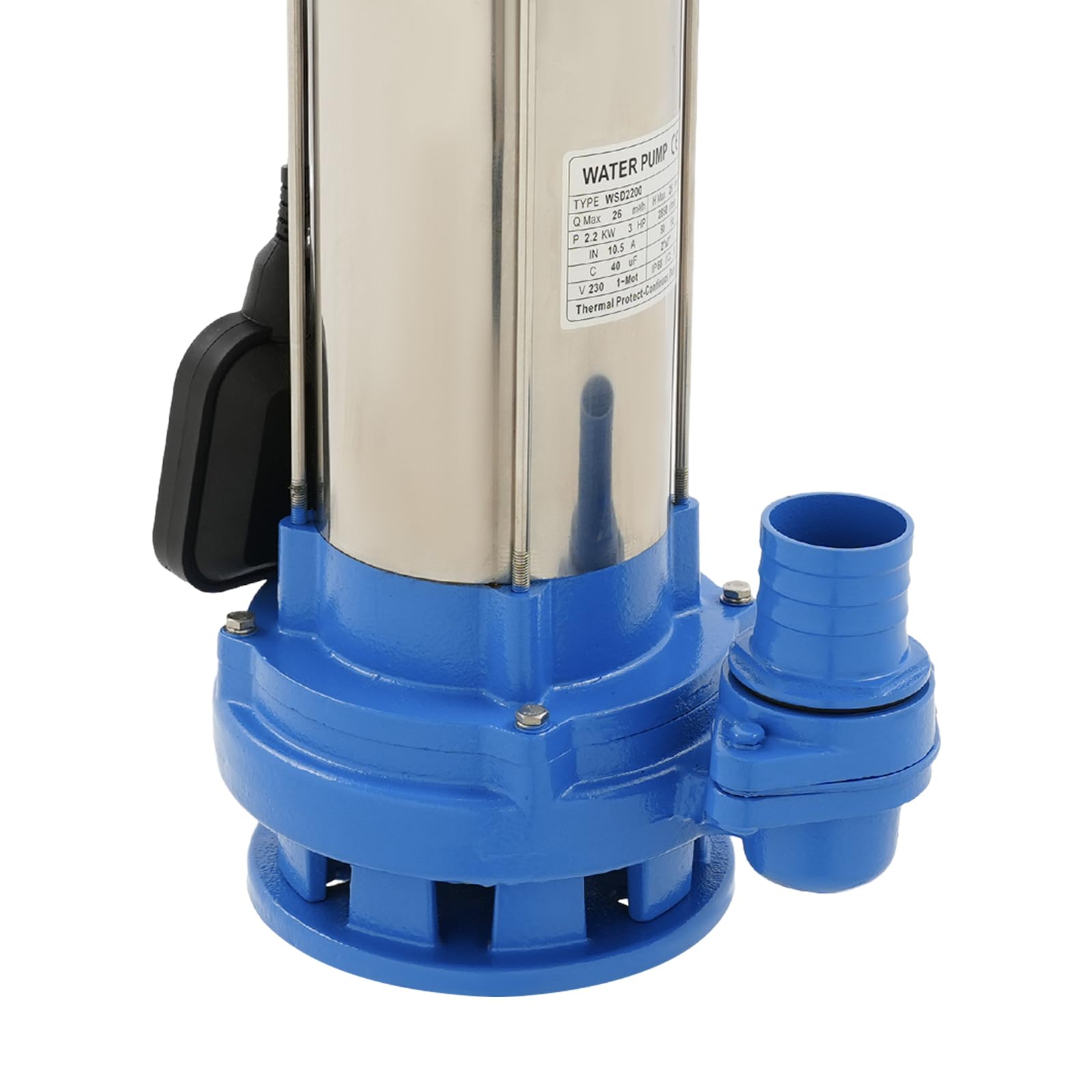 Pompa zanurzeniowa do brudnej wody z przełącznikiem pływakowym, pompa zanurzeniowa 2200 W, 26000 l/h, pompa zanurzeniowa do brudnej wody, maks. skok 25 m, pompa wodna IP68, idealna do pompowania wody