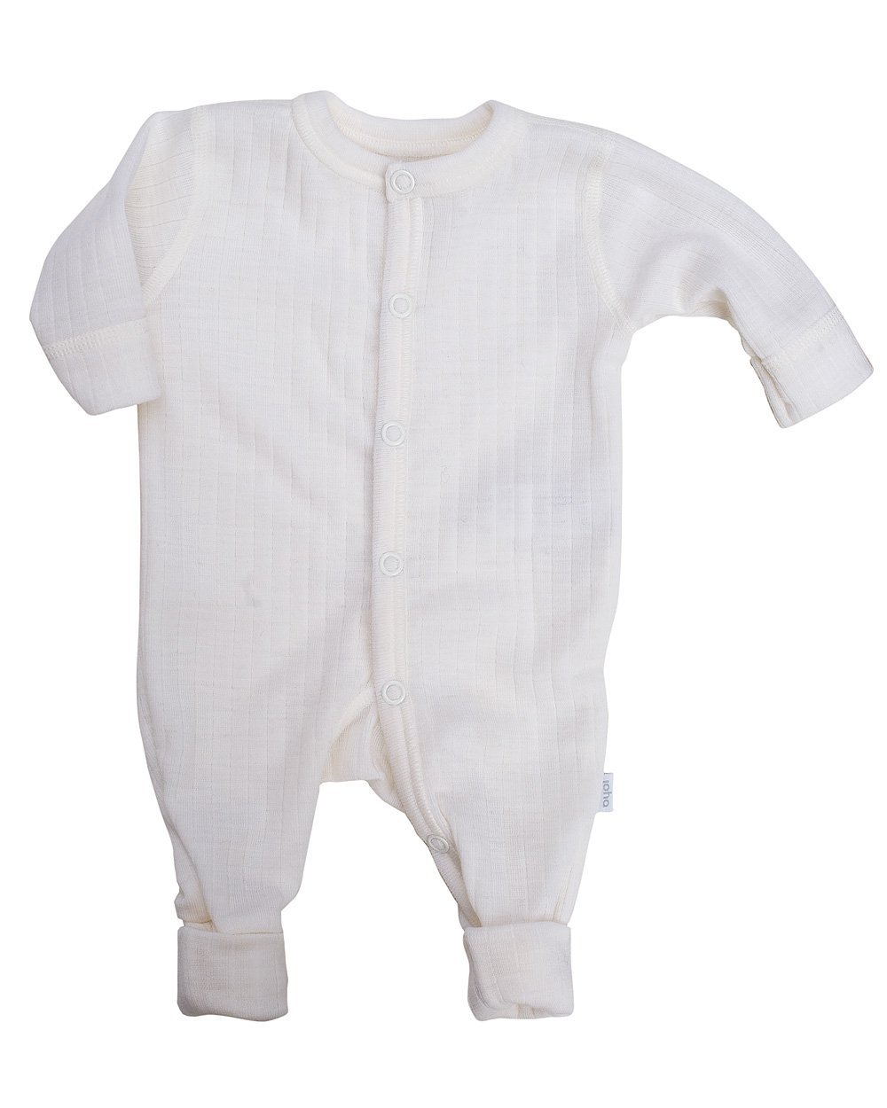 Joha Merino Wool Children's Sleepsuit Pyjams with Fold-Over Foot Covers