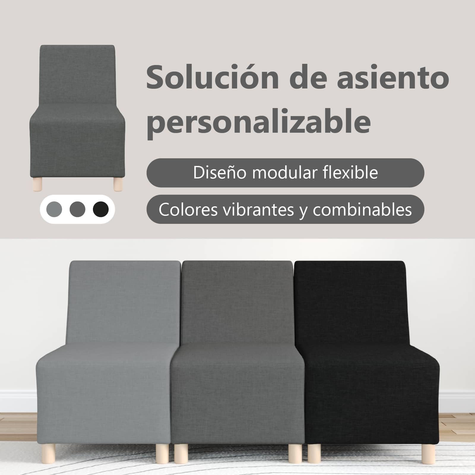 vidaXL Unidad de Sofá Modular sin Brazos 2 uds. Gris Oscuro Tela