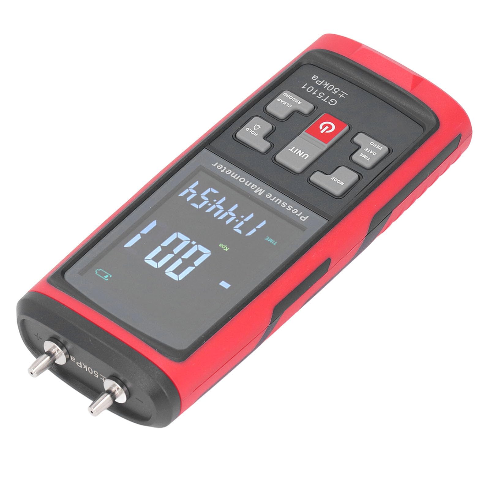 Digital Manometer, Air and Gas Pressure Tester, High Accuracy, LCD Backlight Display, ±50KPa Tester with Storage Function for Chemical Industry Metallurgy