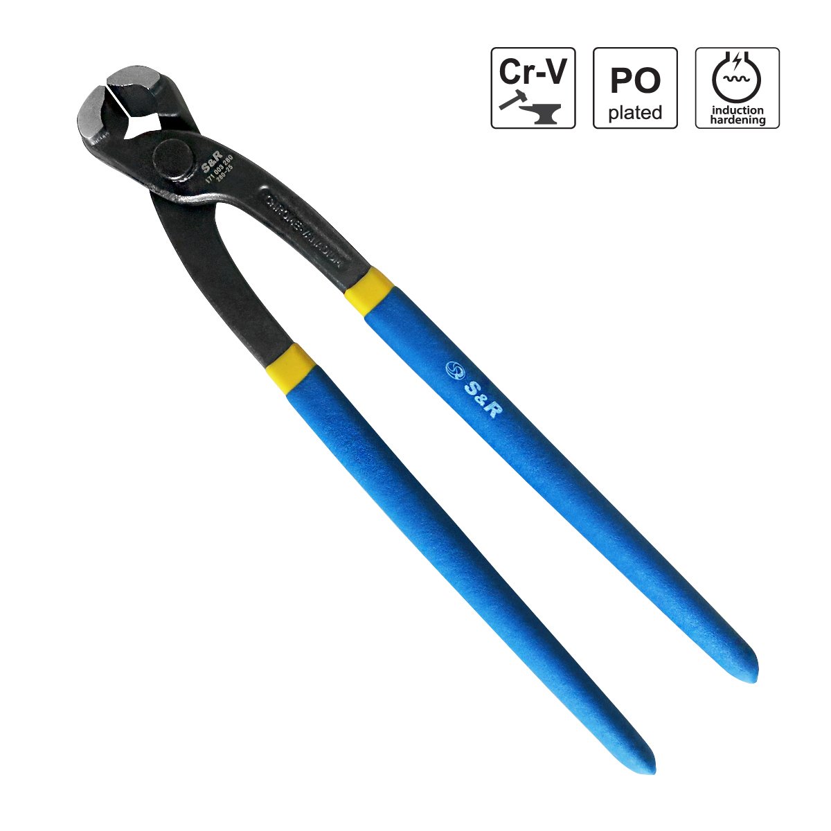 S&R Kneifzange 280 mm Chrom-Vanadium Stahl, beschichtete Griffe, Monierzange Flechterzange, Beisszange Drahtzange Schneidzange 280 mm (Packung mit 2)