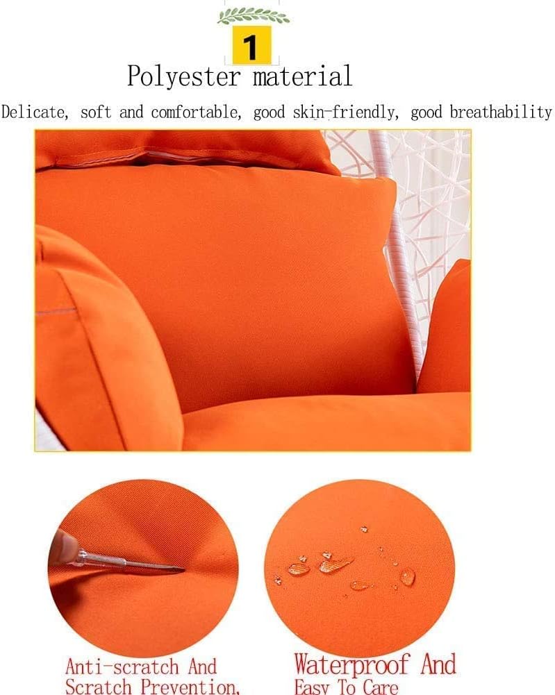 Erddcbb Hanging Egg Hammock Chair Cushions Without Stand,Sink Into Thick Oversized Papasan, Not-Slip Without Stand Swing Seat Cushion Thick Nest Hanging Chair Back with Pillow-Coffee