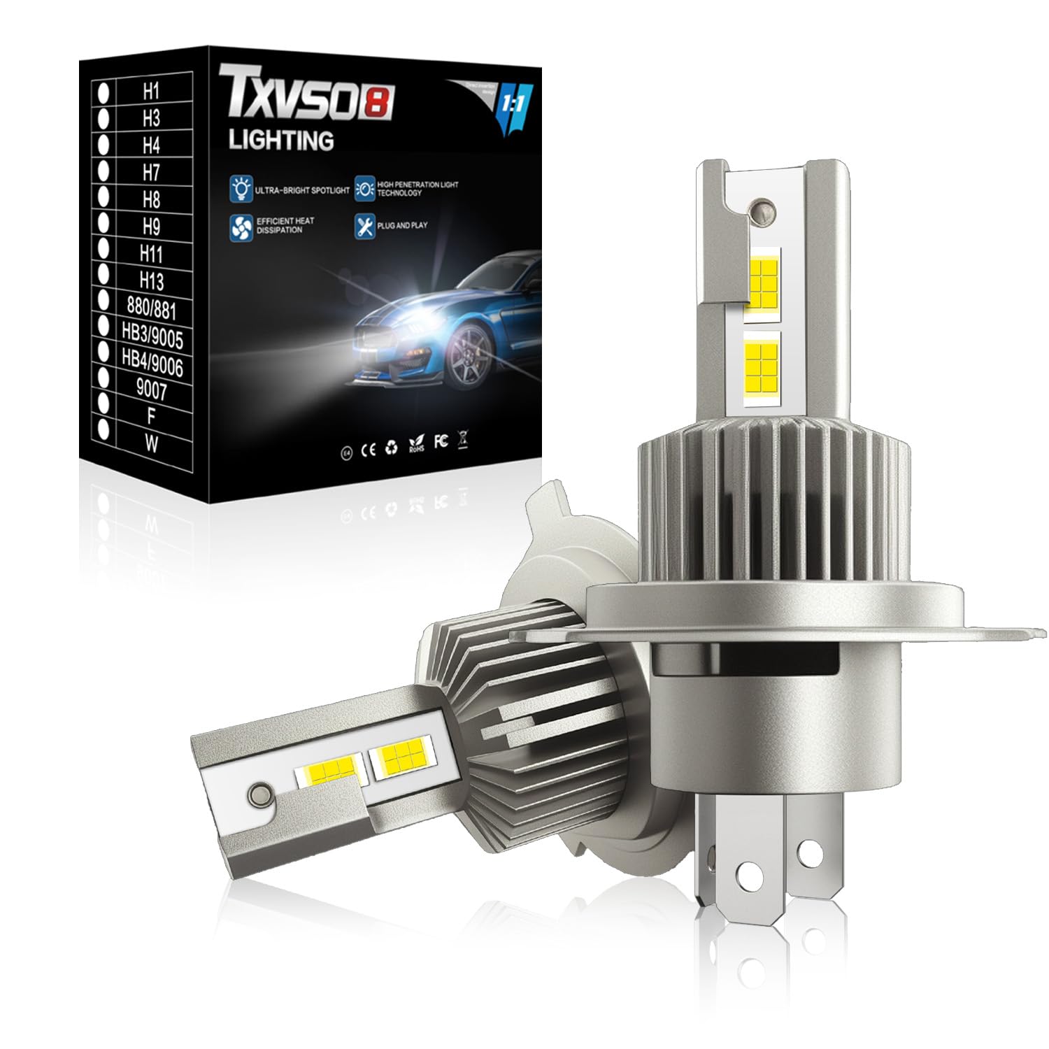 H7 LED Canbus libre de error con 16 chips CSP para haz Hi Lo 8