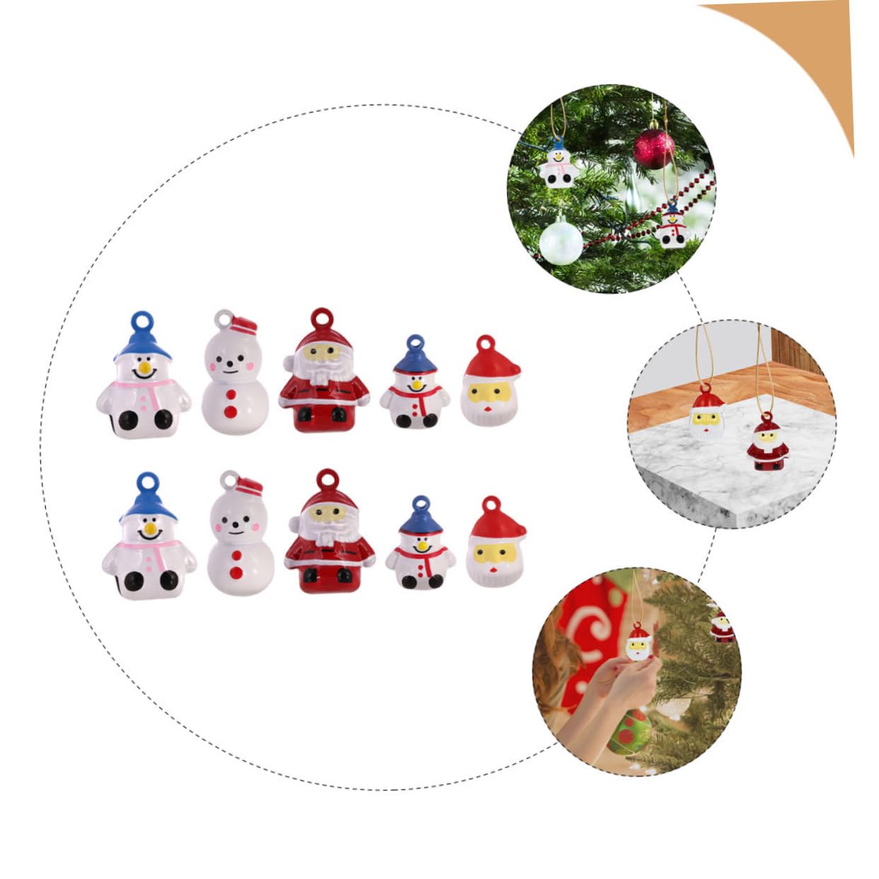 LIFKOME 50 Pezzi Campane Di Natale Campane Artigianali Di Natale Appeso Santa Bell Metal Santa Bell Jingle Figurine In Miniatura Campana Di Albero Di