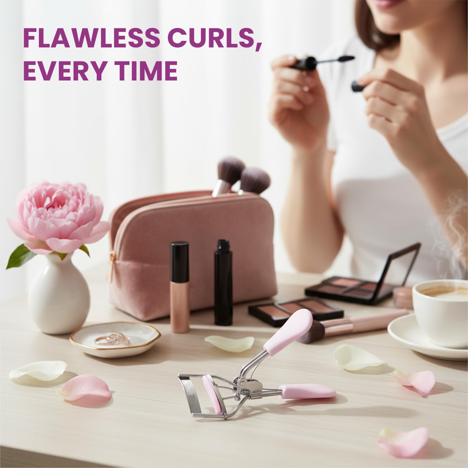Midazzle Eyelash Curler for Women | Premium Stainless Steel Lash Curler | Non-Pinching Design, Comfortable Grip, Creates Natural & Long-Lasting Curls Instantly | Lifted Lashes Everyday - Pink (MIEL3102) 1