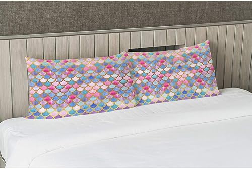 Miniatura 4 de EKOBLA Funda de almohada con diseño de escamas de sirena en acuarela, peces de sirena, diseño fresco, decoración moderna, funda de almohada lumbar