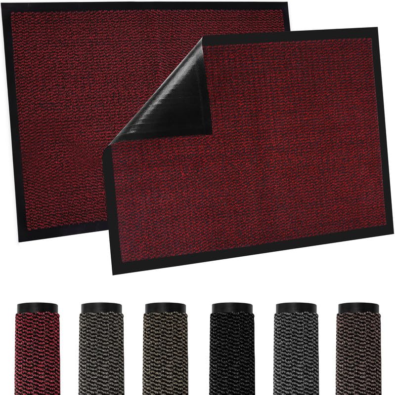 TradeXone Heavy Duty Door Mats - Indoor/Outdoor Washable Door Matts Indoor - Super Absorbent Rug with Non Slip Backing - Entrance Doormats - Front Door, Home & Office (90cm ร 300cm, Red) โ image 1