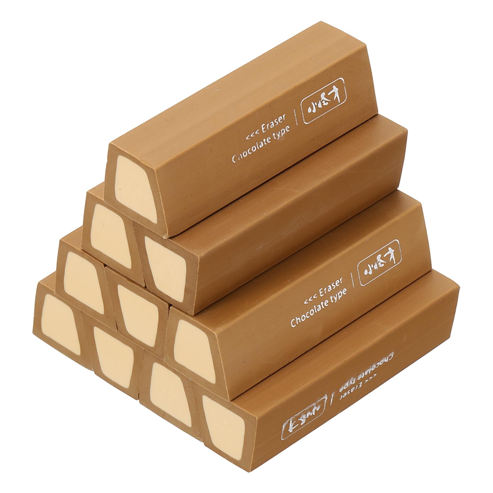 PATIKIL Pencil Erasers Rubber, 10 Pcs Art Eraser, Small Rectangular Pencil Rubber Scented for Drawing Writing Math Office Home Stationery Supplies, Dark Brown/Apricot