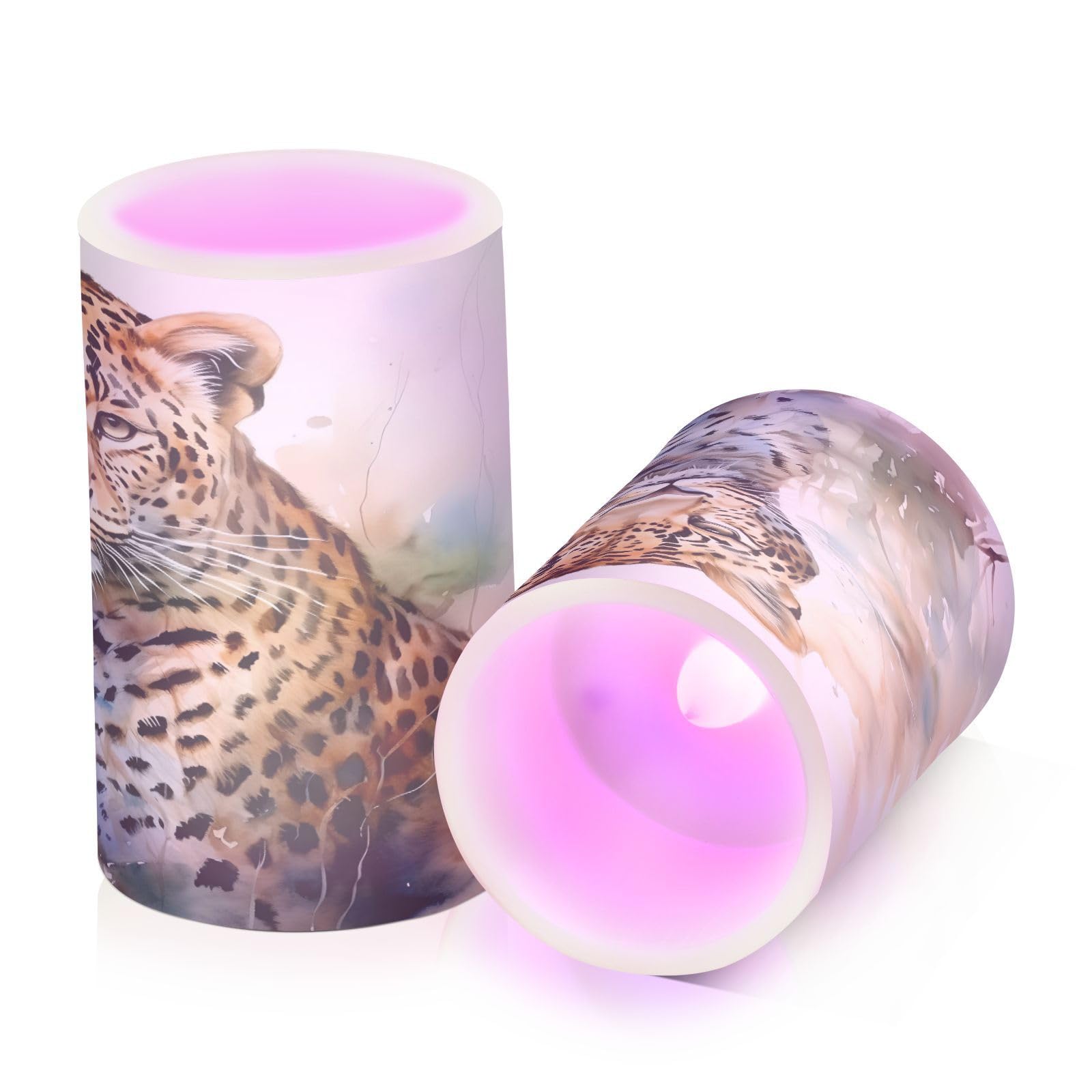 ALAZA Cheetah (13) Flickering Flameless Candles Battery Operated with Remote Timer,Tea Light Candles LED Pillar Votive Candles Set of 2 for Outdoor Indoor Decorations