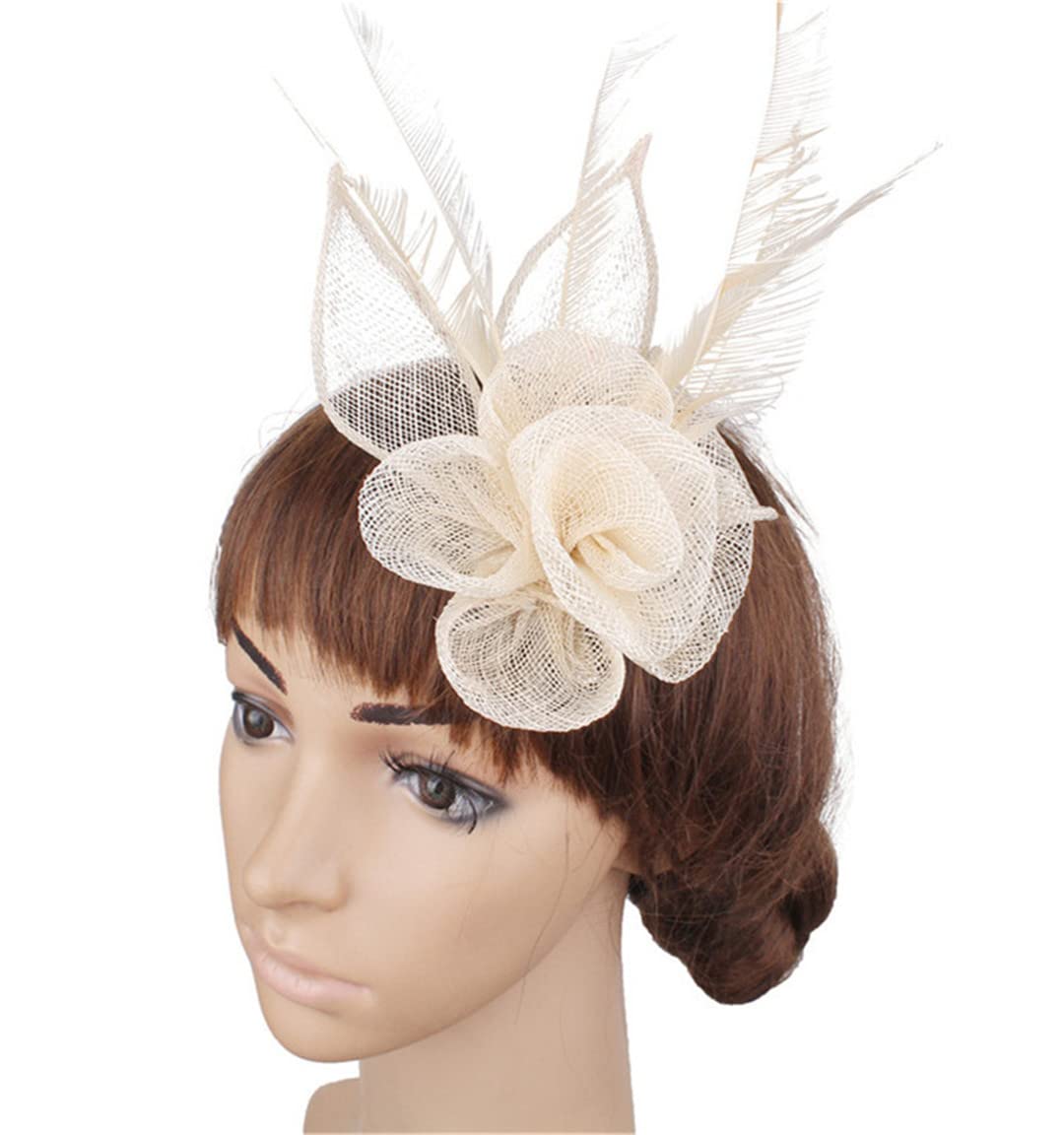 Lmtossey Fascinator Cappelli per Matrimonio Copricapo Su Fermaglio Dei Capelli Sposa Party Accessori Donne Signore Copricapo