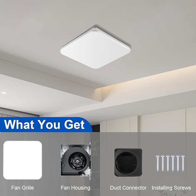 Extractor de baño 110 CFM, montaje en techo, blanco miniatura 8