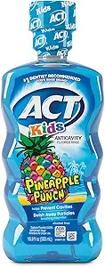 ACT Kids Anticavity Fluoride Rinse Pineapple Punch 16.9 fl. oz. Accurate Dosing Cup, Alcohol Free