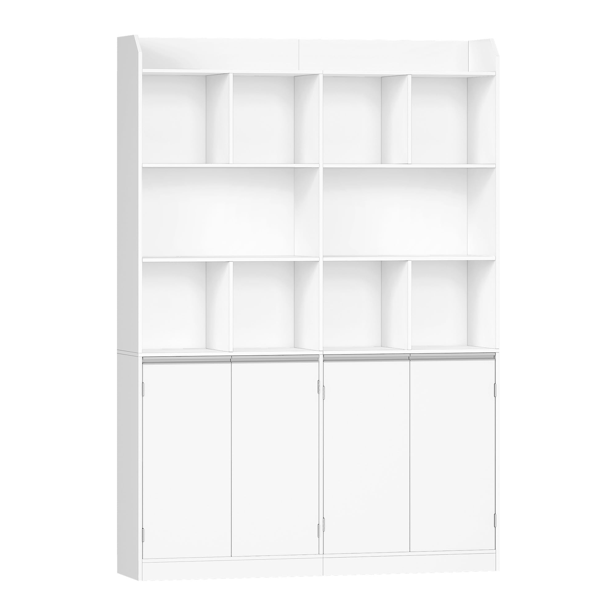 Hzuaneri Bücherregal 10 Fächer 4 Türen Standregal, 30 x 120 x 180 cm, Weiß | freistehend, 4-türiger Unterschrank, Aufbewahrungsregal, für Wohnzimmer Büro Schlafzimmer, BC46503X