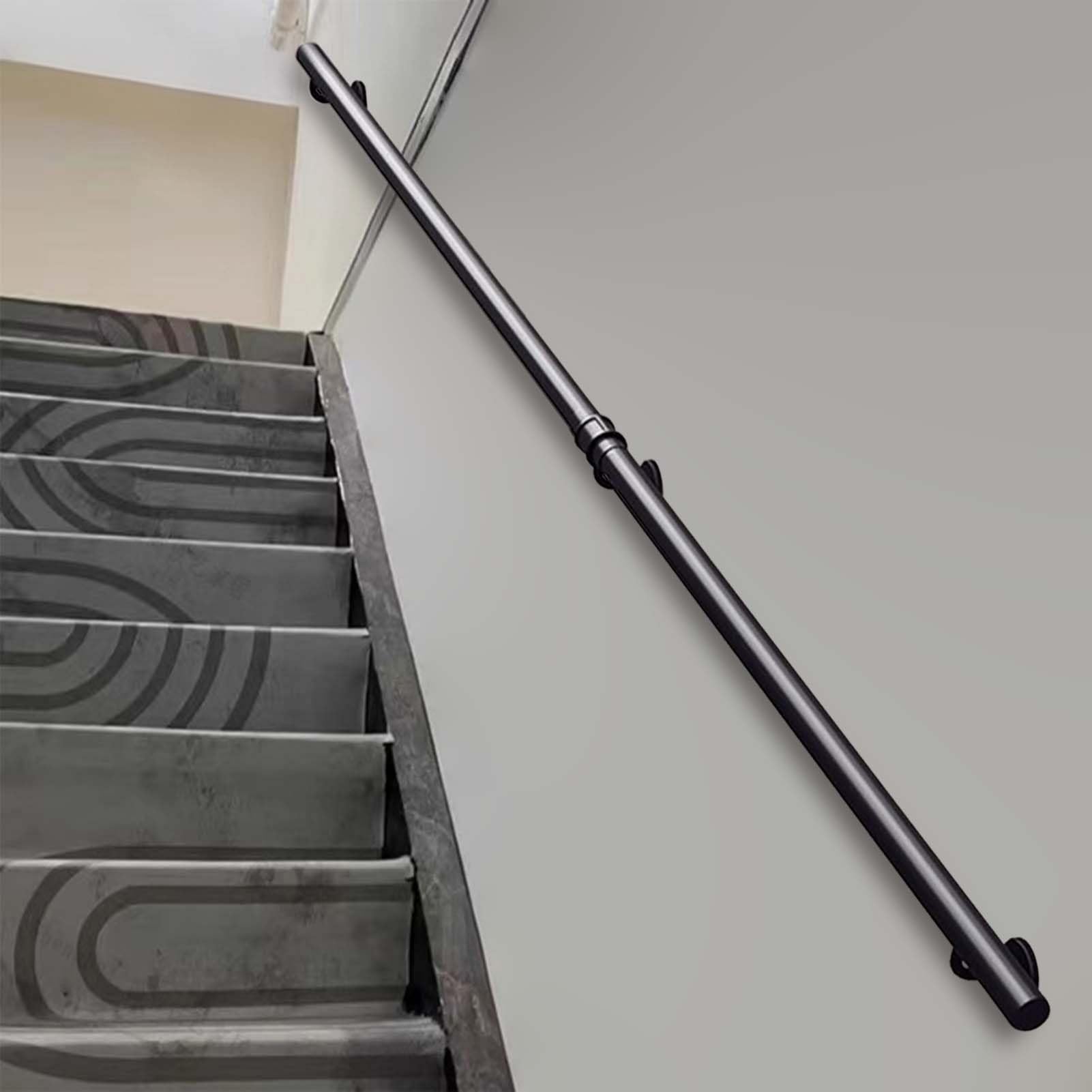 Fkxsxaz Handrails For Stairs, Metal Wrought Iron Staircase Banister Hand Rails Indoor Outdoor, Wall Mount Grab Handle Bar, 1-20Ft Non-Slip Industrial Pipe(19Ft/570Cm)