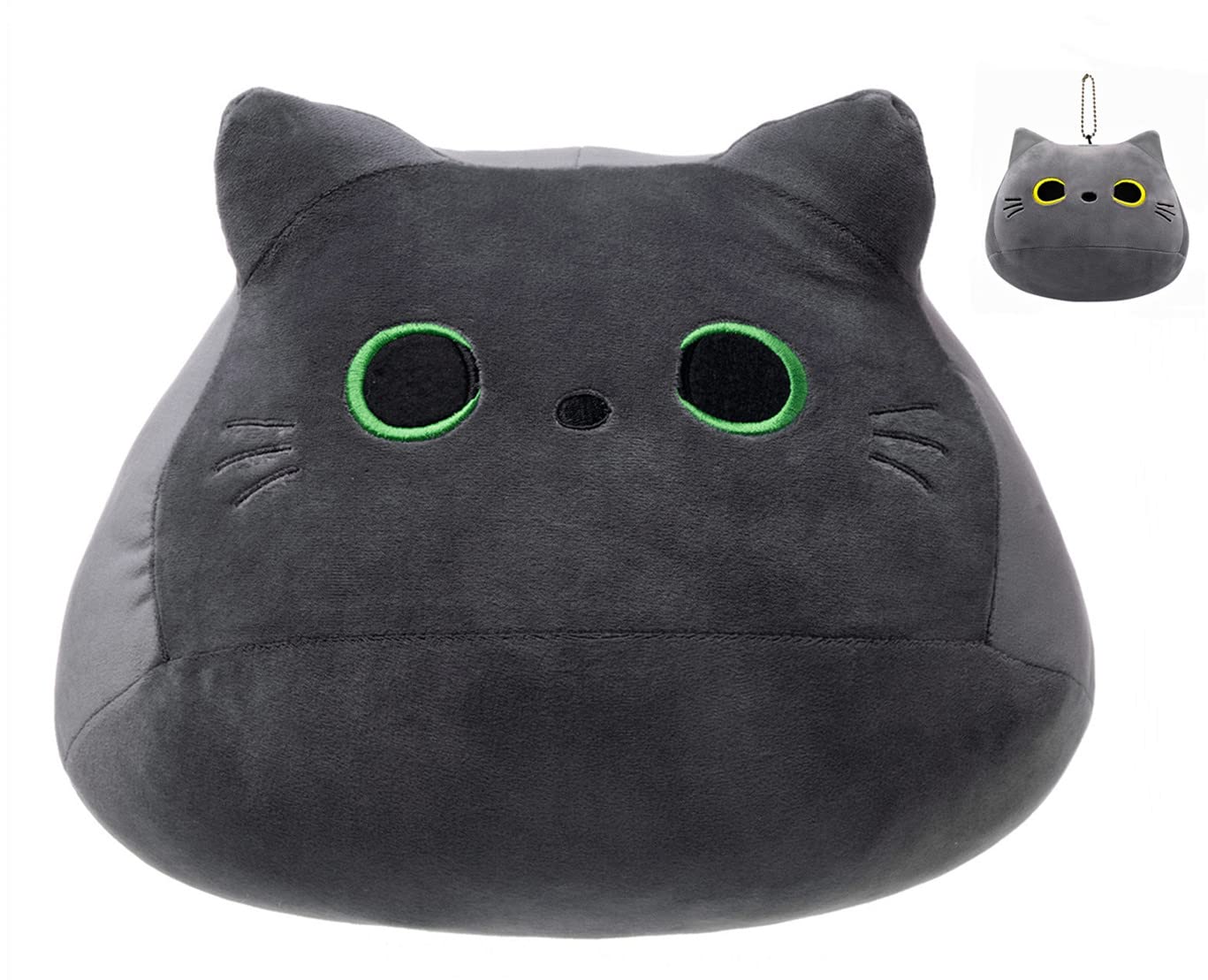 Photo 1 of 16Inch Cat Stuffed Animals, Grey Cat Plush Pillow, 2Pcs Kawaii Cat Plushies Toys with Keychain Gifts for Kids Girls and Boys 16"(40cm) Grey Cat