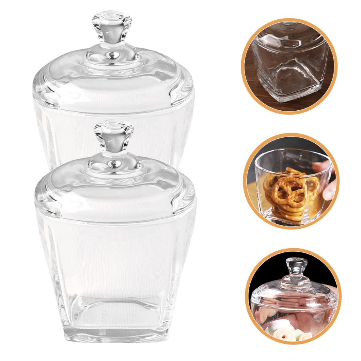 MAGICLULU Bonbongläser Befüllende Deckel 2 aus 260ml mit Luftdichte Glas Stück zu Transparente Aufbewahrung Aufbewahrungsbox Einfach Snack Süßigkeiten für Haushalt und Servieren