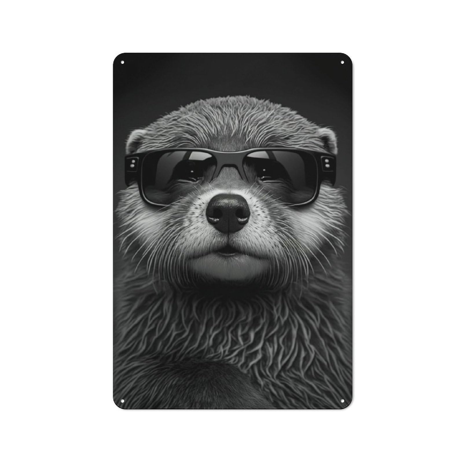 Tin Wall Sign with Portrait of A Sea Otter Design 30x20cm, Cosy Cafe Wall Decor for Kitchen, Cafe, Pantry Or Dining Room