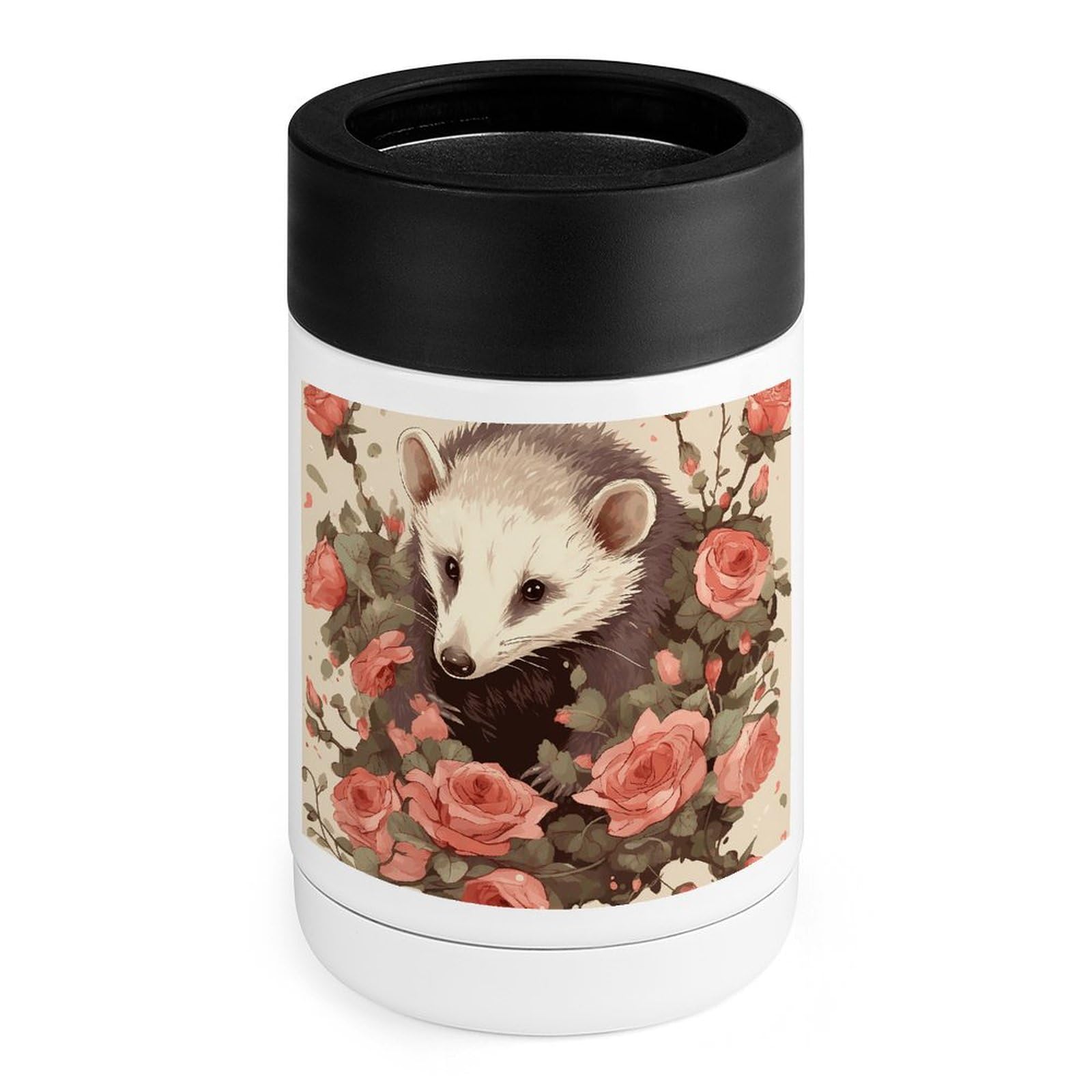 Glacière en acier inoxydable avec manchon rose et opossum pour boisson