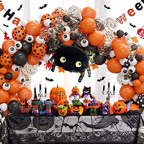 119Pcs Halloween Balloons Garland Kit, Black Orange Confetti Balloons With Big Spider Balloon Eyeball Balloon For Halloween Party Decorations Kids Birthday Baby Shower Decorations #TOP5