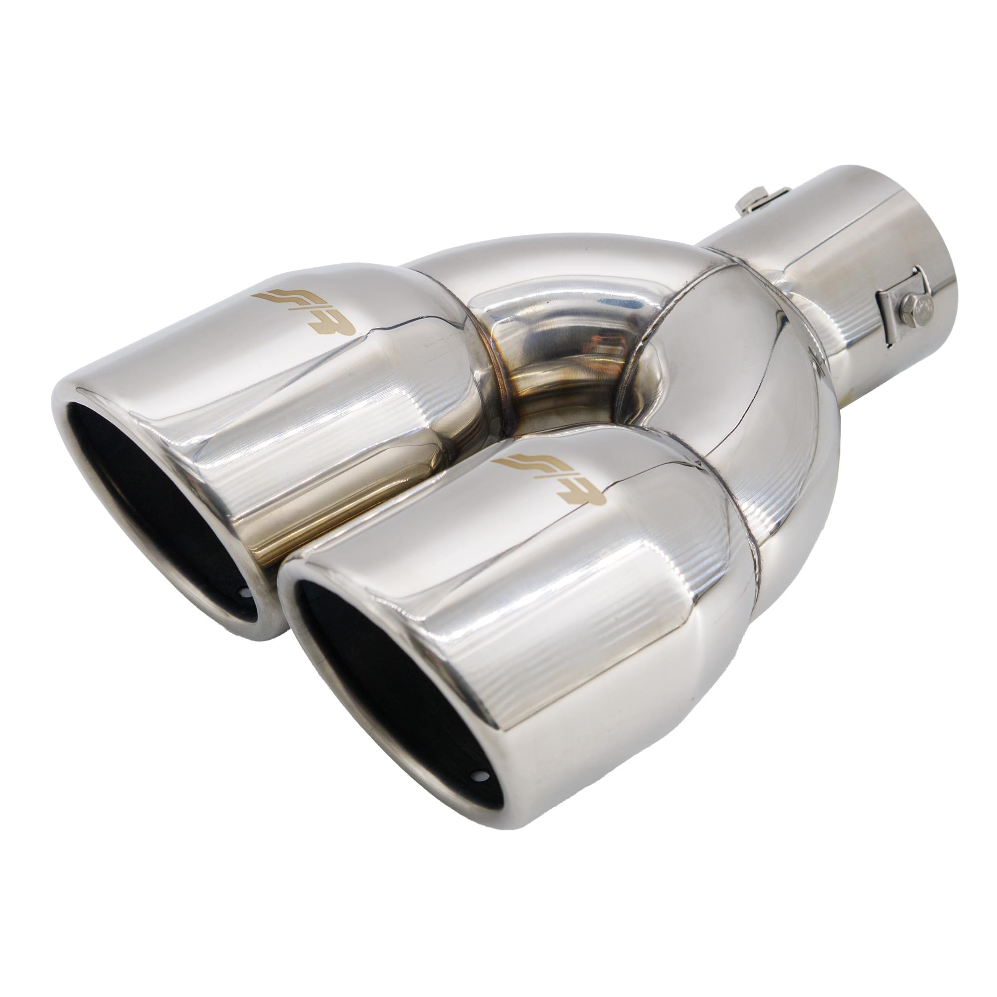 Simoni Racing Cola de Tubo de Escape Deportiva Doble Redonda Acero Inoxidable - Ø90xL242mm - Montaje ->62mm