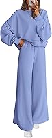 PRETTYGARDEN Women's 2 Piece Sweatsuit Set 2026 Crewneck Sweatshirt Wide Leg Sweatpants Lounge Tracksuit Fall Spring Outfits