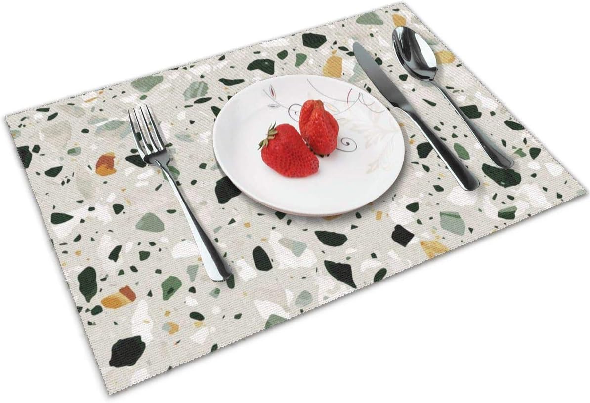 Amazon Co Jp テラゾー ランチョンマット 食卓マット プレースマット おしゃれ 防汚 滑り止め 撥水 断熱 飾り お手入れ簡単 45 X 30cm 4枚セット ホーム キッチン