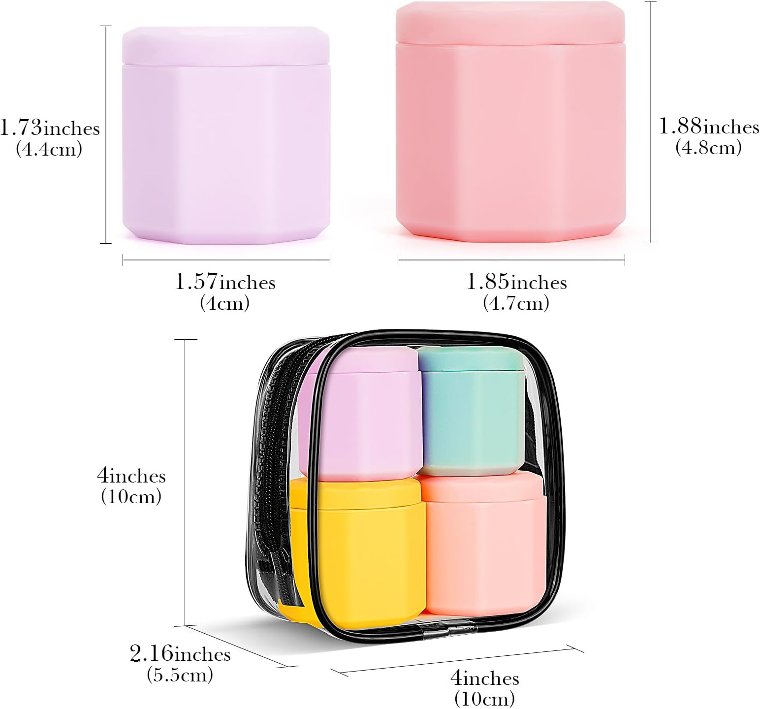 4 Pcs Silicone Cream Jar with Lids, Small Travel Containers for Toiletries, Leakproof Refillable Bottles for Body Hand Cream, Lotion