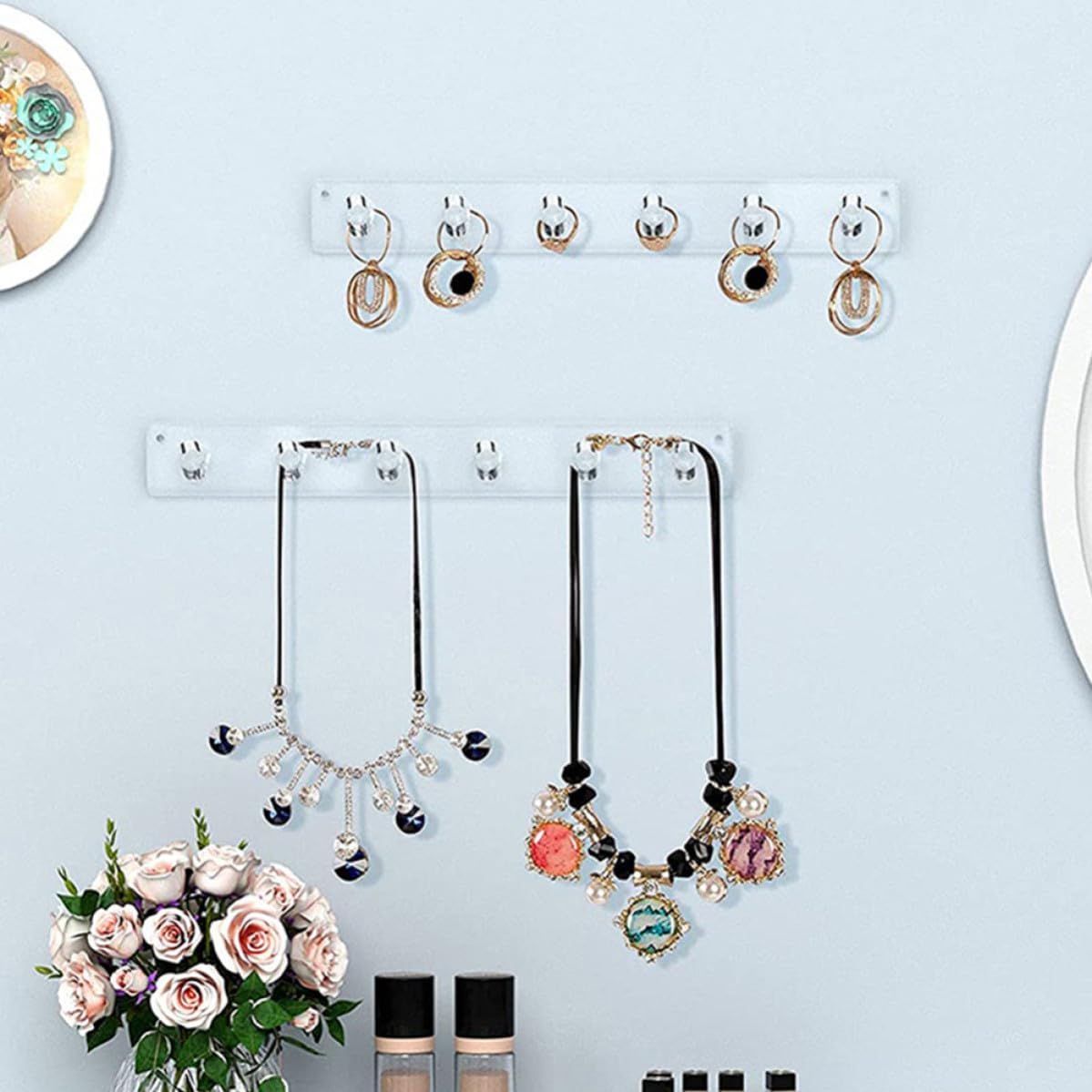 2pcs Acrylic Wall Mount Necklace Holder for Jewelry Display image 4